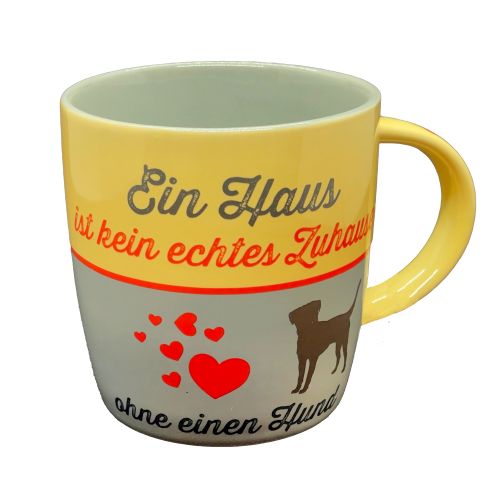 Kaffee-/Tee-Tasse "Zuhause", beige-grau