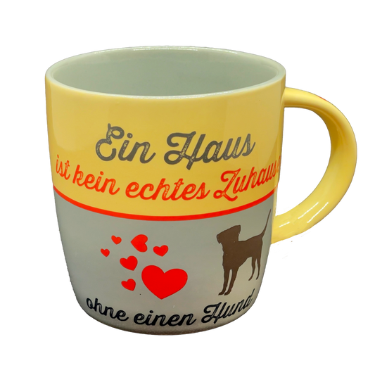 Kaffee-/Tee-Tasse "Zuhause", beige-grau