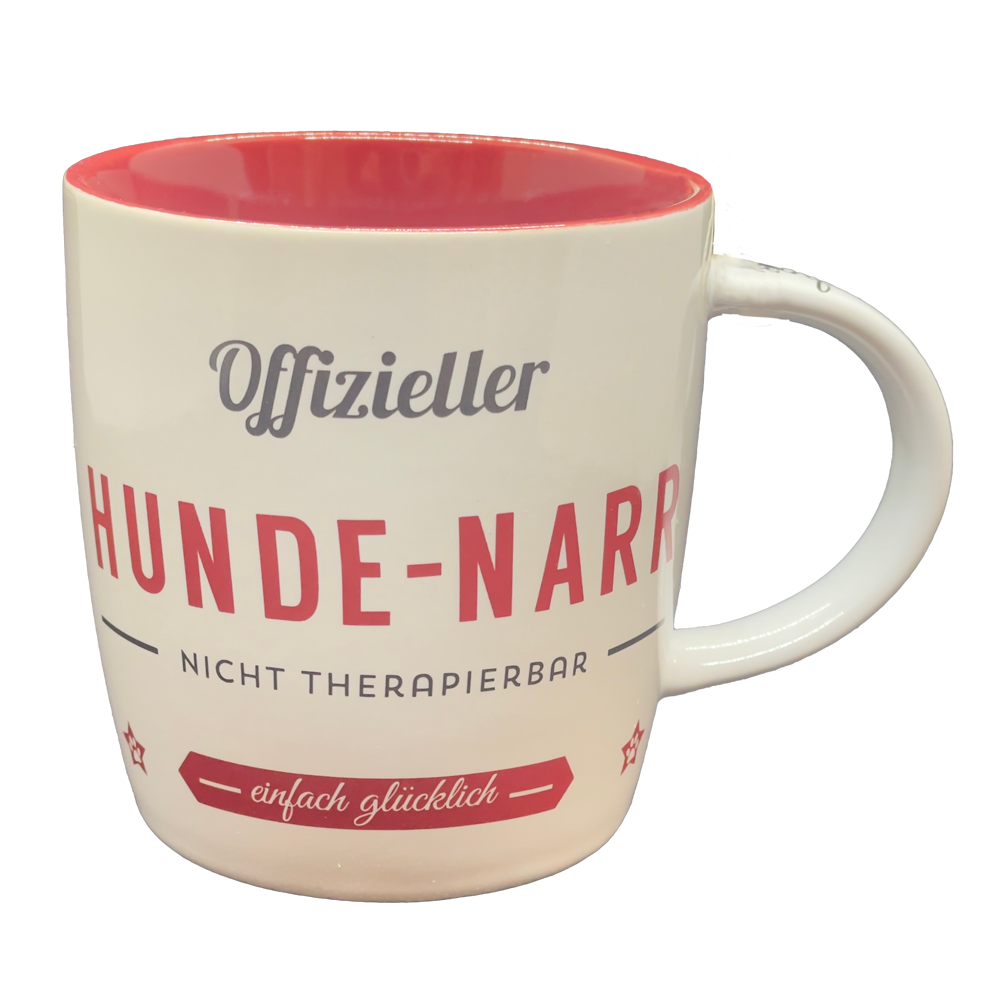 Kaffee-/Tee-Tasse "Hundenarr", weiß-rot