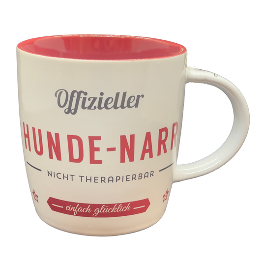 Kaffee-/Tee-Tasse "Hundenarr", weiß-rot